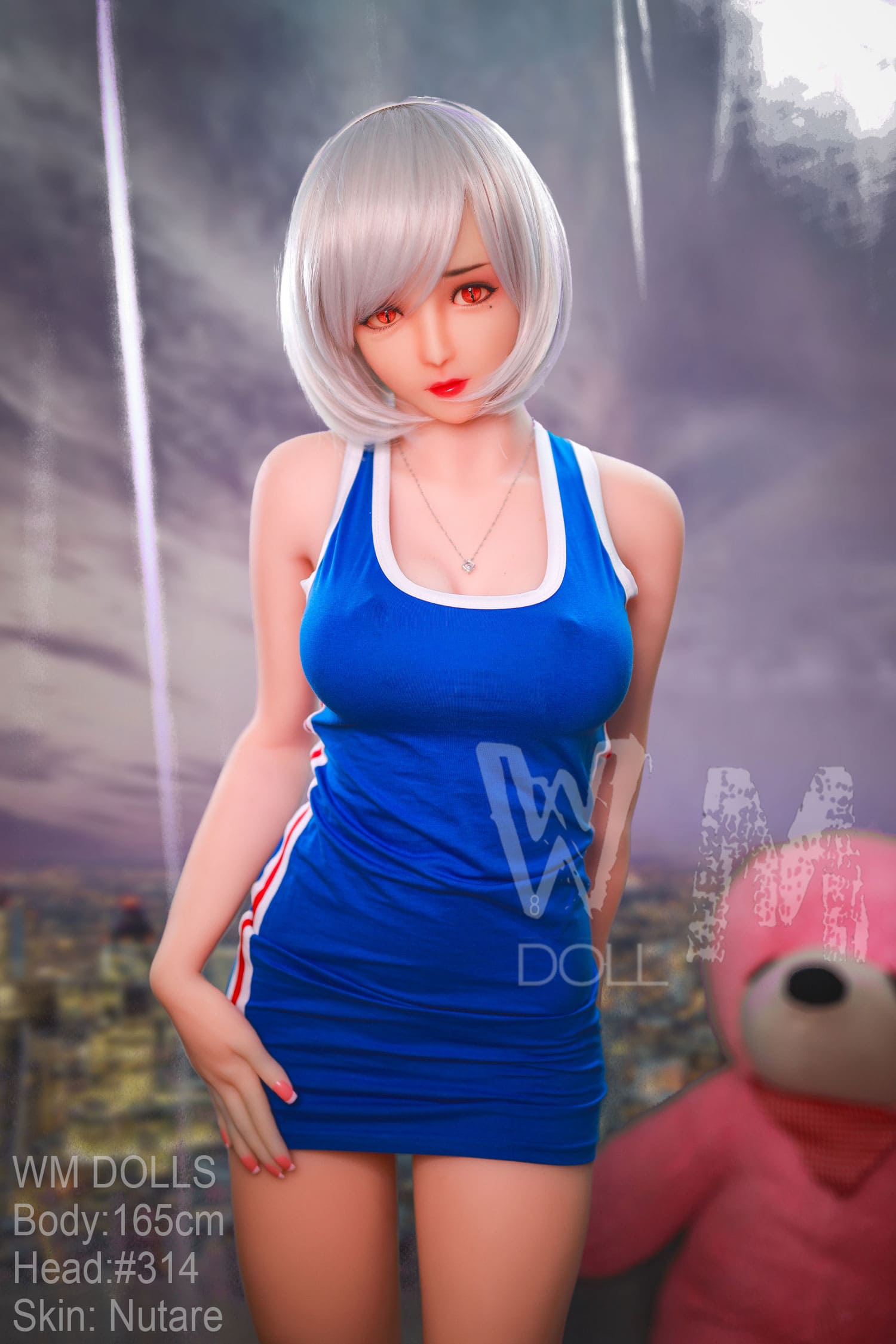 Секс-лялька Erven фото 6 - SexDolls.com.ua Секс лялька аніме Erven в синьому короткому платті стоїть прямо