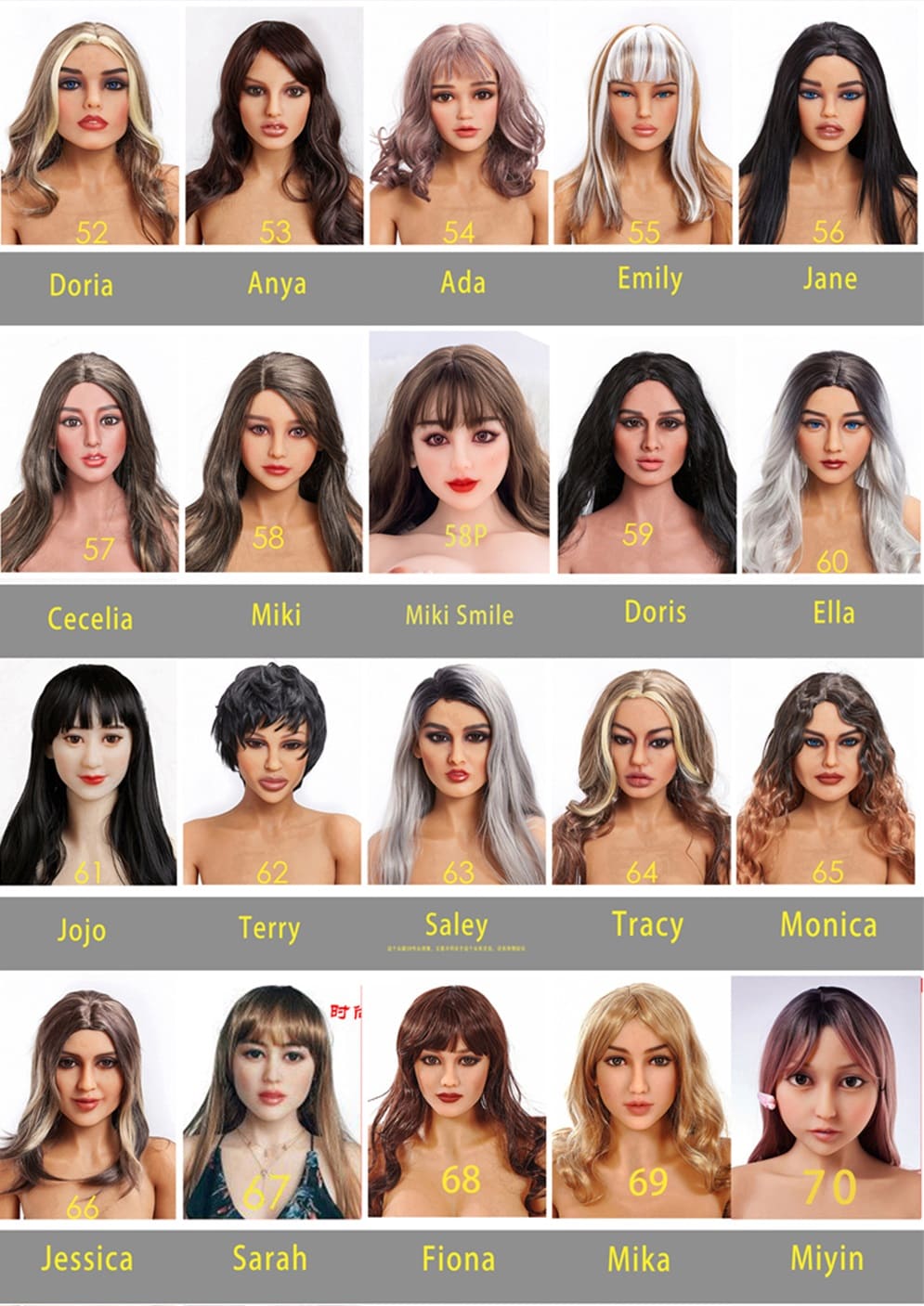 Голова секс-ляльки Irontechdoll - фото 2 - SexDolls.com.ua Голова секс ляльки Irontechdoll варіанти