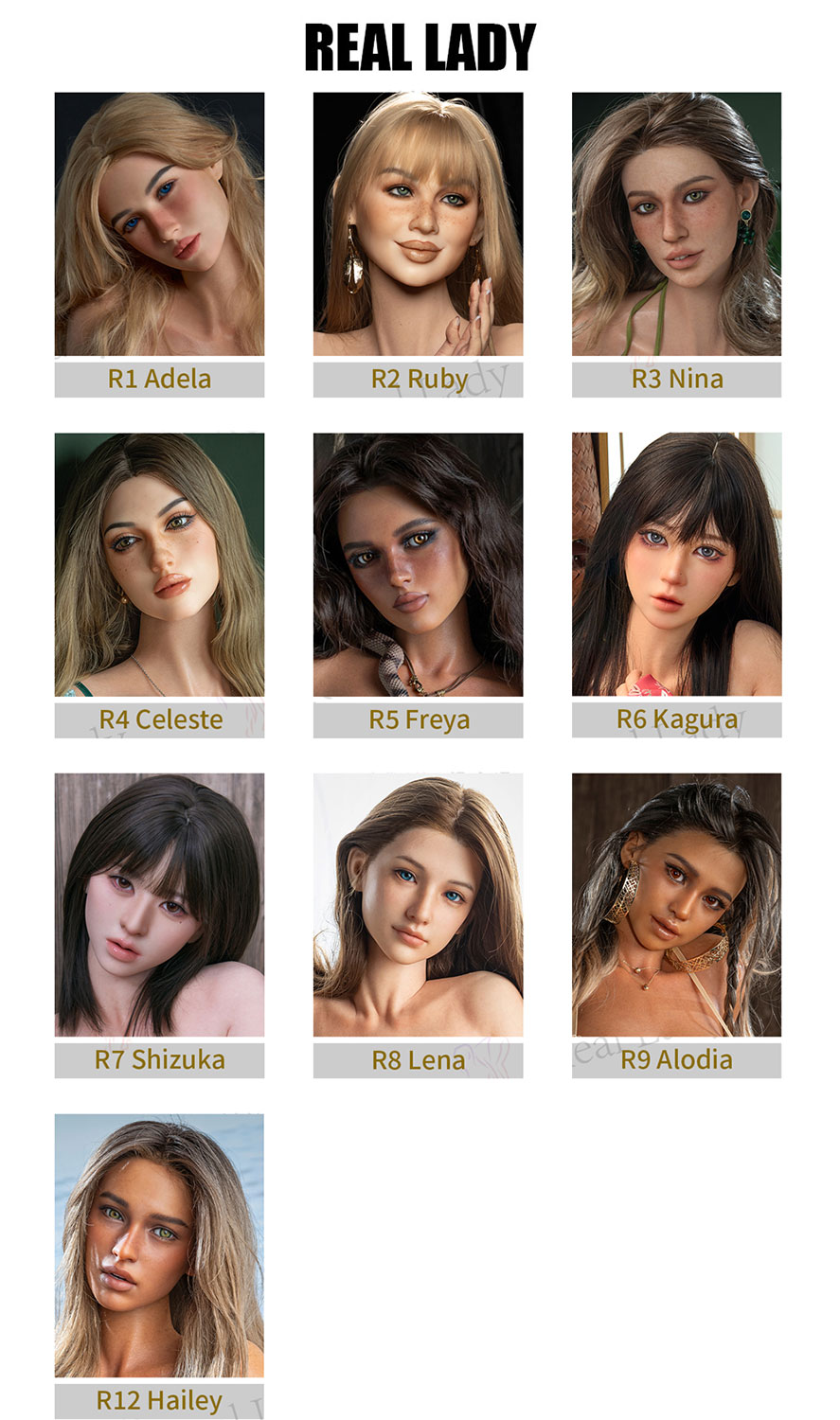 Голови Real Lady - SexDolls.com.ua Выбор голов для секс кукол Real Lady