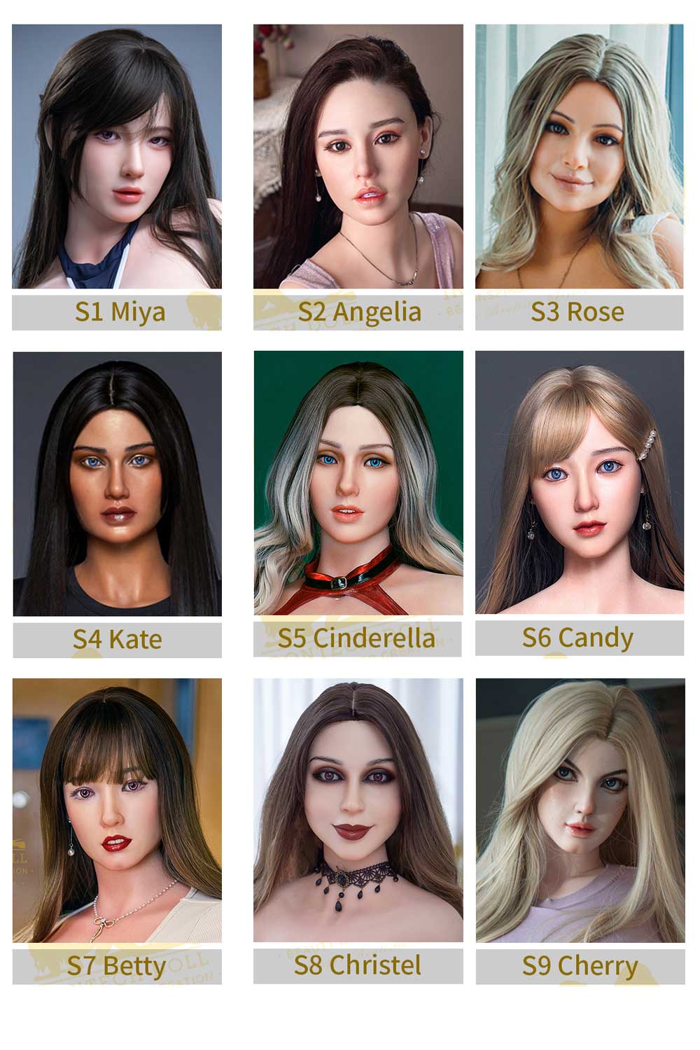 Силіконова голова секс-ляльки Irontechdoll - SexDolls.com.ua Вибір облич для силіконової голови Irontechdoll