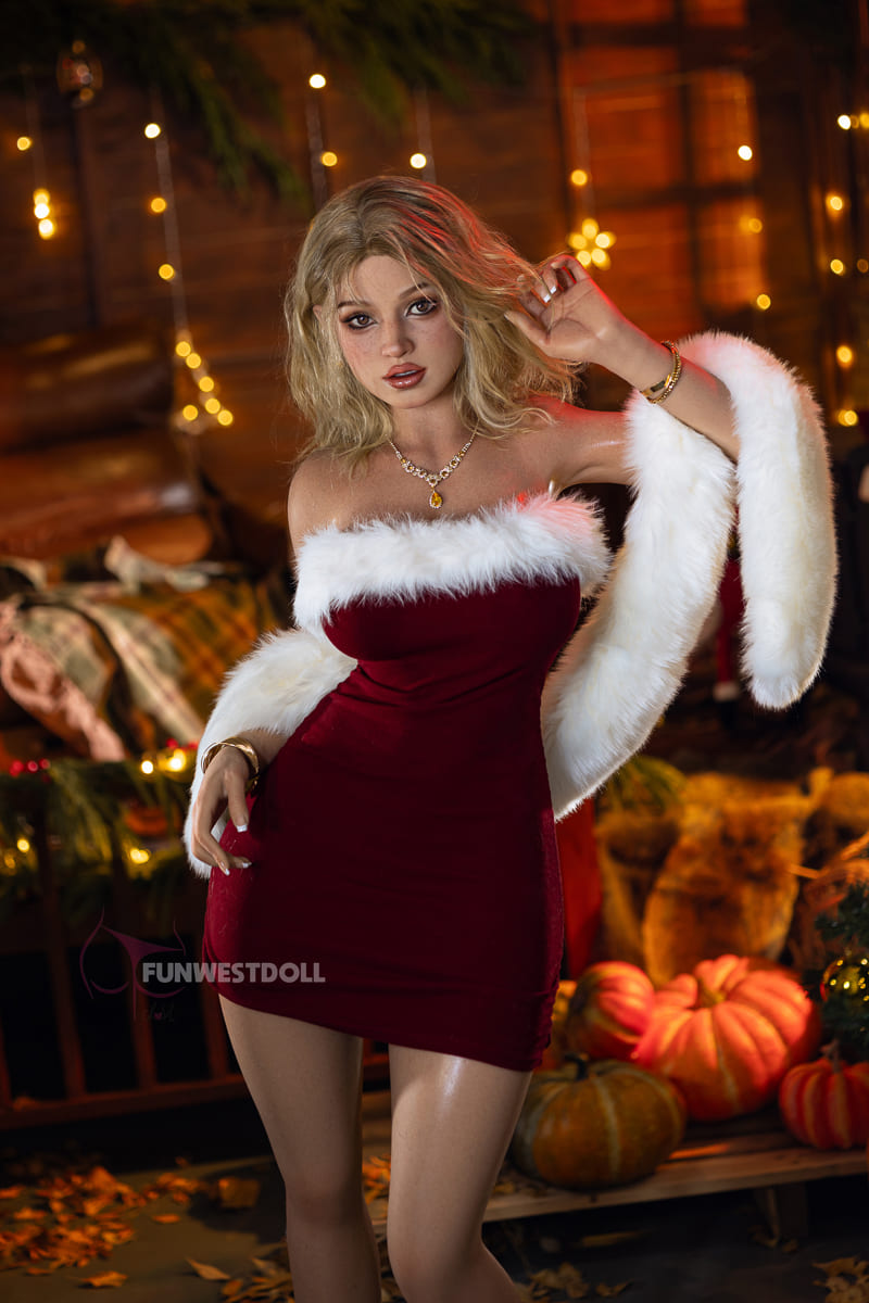 Секс-лялька Angelika - фото 6 - SexDolls.com.ua Секс лялька Angelika в червоній міні сукні з білим хутром