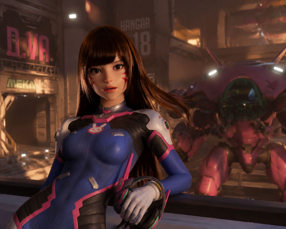 Секс-лялька D.VA — фото 2 - SexDolls.com.ua Секс лялька DVA стоїть на арені поруч із бойовою машиною